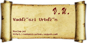 Vadászi Urbán névjegykártya